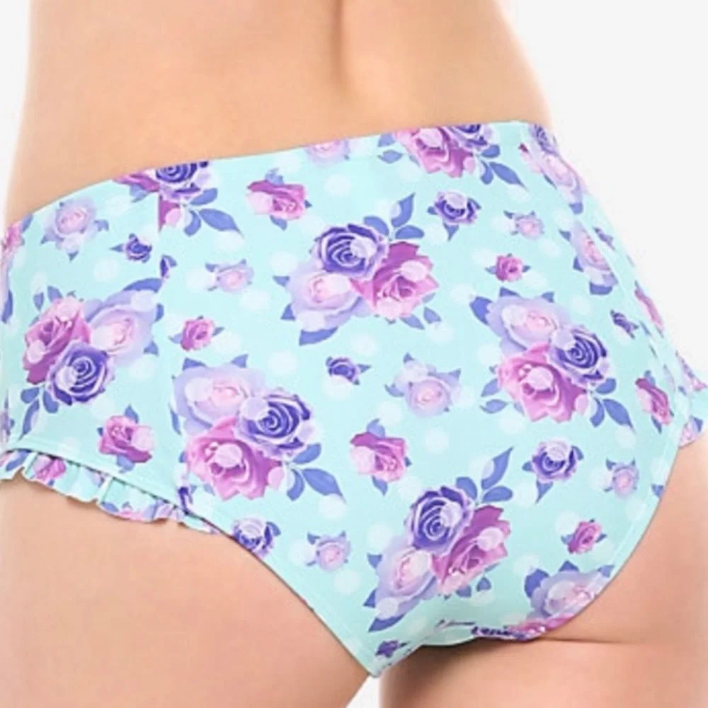 BLUE RUFFLE HIGH-WAISTED SWIM‎ BOTTOMS Hot Topic